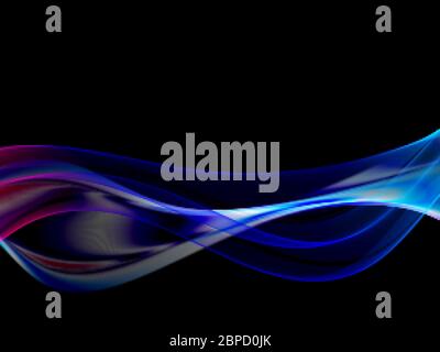 Neon glatte hellblaue Welle auf schwarzem Hintergrund. Designelement. Broschüre Vorlage Stock Vektor