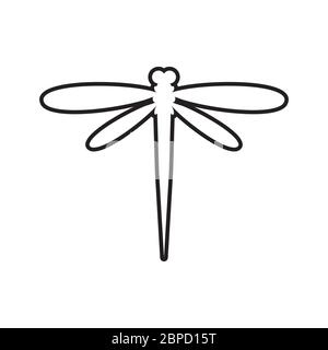 dragonfly Linien Icon Vektor isoliert auf weißem Hintergrund Stock Vektor