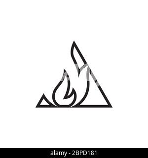 Dreieck Feuer Linien Logo Konzept. Kreative Ikone. vektor-Illustration. Stock Vektor