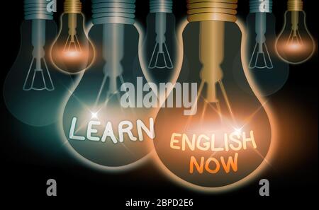 Handschrift text Englisch lernen Jetzt. Konzeptionelle Foto gewinnen oder der Erwerb von Wissen und Fähigkeiten der englischen Sprache Stockfoto