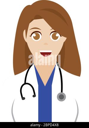 Isolierte Frau Arzt Cartoon Stock Vektor