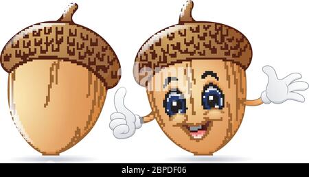 Glücklich Eichel Cartoon geben Daumen nach oben Stock Vektor