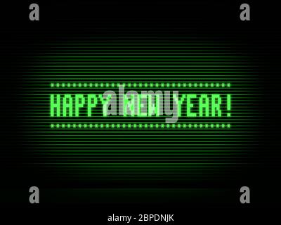 Frohes neues Jahr auf Computer-Monitor Illustration Hintergrund Stockfoto