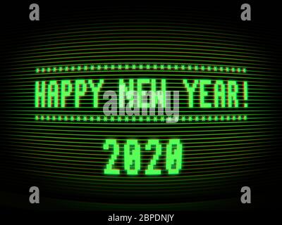 Frohes neues Jahr auf Vintage-tv-Illustration Hintergrund Stockfoto