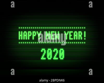 Frohes neues Jahr 2020 auf Computer-Monitor-Illustration Stockfoto
