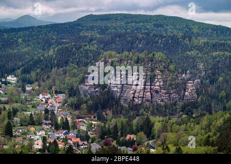 OYBIN, DEUTSCHLAND kleine Altstadt an der Grenze zu Deutschland (Sachsen) mit der Tschechischen Republik. Stockfoto