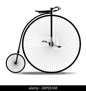 Ein typisches Penny Farthing Fahrrad auf einem weißen Hintergrund. Stockfoto