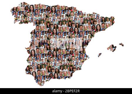 Spanien Karte Menschen junge Leute Gruppe Integration multikulturell Vielfält Freisteller Stockfoto