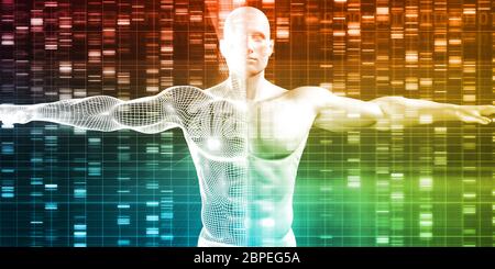DNA-Sequenz mit Genetik Daten eines menschlichen männlichen Stockfoto