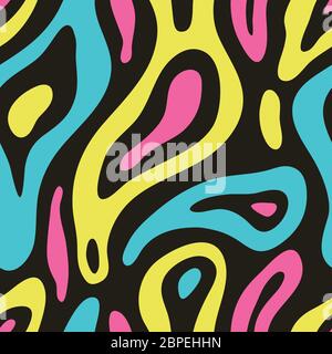 Universal nahtlose abstraktes Muster Doodle geometrischen Linien im Retro memphis Stil, Mode 80-90s, schwarz, gelb, rosa, blau Farbe. Sie kann in verwendet werden Stockfoto