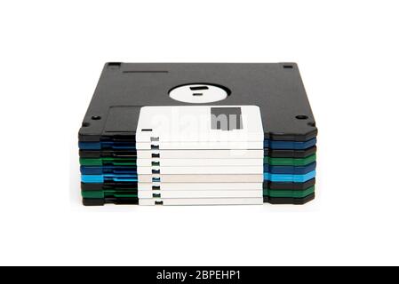 Isolierte Bild aus einem Stapel von 3 1/2'-Disketten Stockfoto