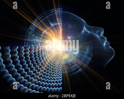 Profile von Technologie-Serie. Hintergrund Design der weiblichen Profil und Fraktale Elemente für Arbeiten an Technologie, Wissenschaft und Bildung Stockfoto