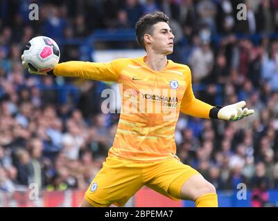 LONDON, ENGLAND - 22. SEPTEMBER 2019: Kepa Arrizabalaga von Chelsea, abgebildet während des Premier League Spiels 2019/20 zwischen Chelsea FC und Liverpool FC an der Stamford Bridge. Stockfoto