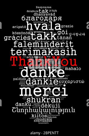 Danke in verschiedenen Sprachen word Cloud-Konzept Stockfoto