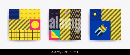 Große Sammlung mit editierbaren trendigen Hintergründen für Animation, Werbung, Werbebanner, Flayer, Verkauf, Rahmen. Einfaches Poster, Aufnäher, Abzeichen Stockfoto