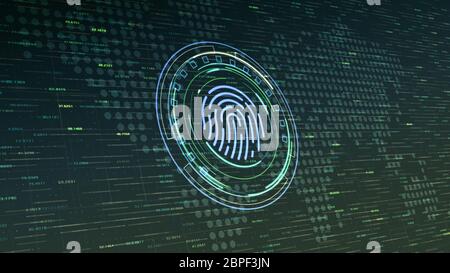 Futuristische Computer Interface mit Fingerabdruck Scanner (3D-Render) Stockfoto