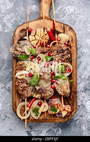 Rindfleisch Shish Kebab. Gerichte der orientalischen Küche. Eastern Food Stockfoto