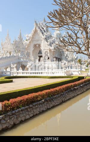 Chiang Rai, Thailand - 23. Januar 2018. Wat Rong Kun, weiße Tempel. Stockfoto