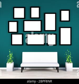 Leeren Bilderrahmen an der Wand mit Möbeln Stockfoto