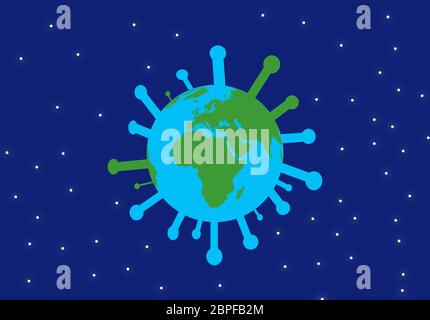Darstellung des Planeten Erde im All mit der Coronavirus-Form. Weltpandemie-Konzept. Stockfoto