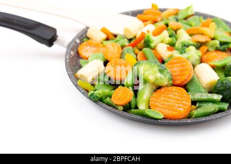 Gefrorenes Gemüse in einen Plastikbeutel. Gesundes Essen-Konzept. Stockfoto