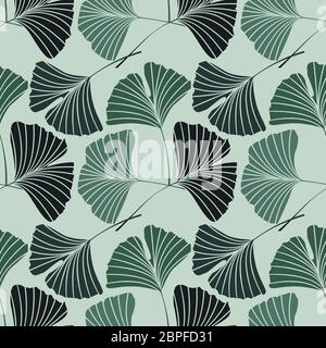 Vektor Illustration Ginkgo biloba Blätter. Nahtloses Muster mit Blättern. Stockfoto