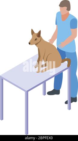 Hund am Tiertisch Icon, isometrischer Stil Stock Vektor