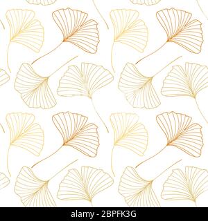 Vektor Illustration Ginkgo biloba Blätter. Nahtloses Muster mit Blättern. Stockfoto