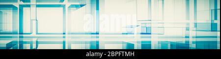 Abstrakt Blau Architektur panorama Hintergrund. 3D-Rendering Stockfoto