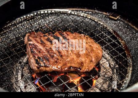 Gegrillte frische japanische Wagyu Fleisch BBQ yakiniku Stockfoto