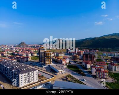 Luftaufnahme zum Teil der Stadt Afyon in der Türkei Stockfoto