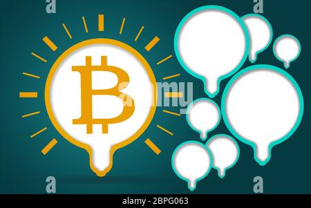 Illustration der Glühbirne mit einem Bitcoin-Zeichen, 3D-Rendering Stockfoto