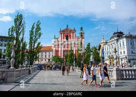 Presheren Platz der zentrale Teil der Hauptstadt von Ljubljana Slowenien 2019.07.26 Stockfoto