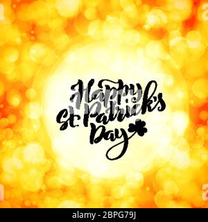 Happy St. Patricks Day Karte. Vorlage Poster mit handgeschriebener Beschriftung. Vektorgrafik. Stock Vektor