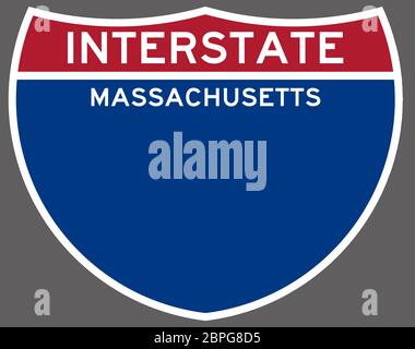 Interstate Massachusetts schild Autobahn american usa Transport Abbildung Stockfoto