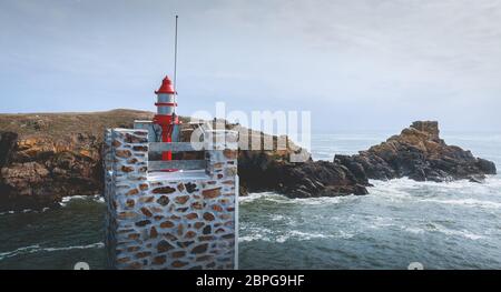 Semaphore am Eingang des Hafens von La Meule auf der Insel von Yeu Stockfoto