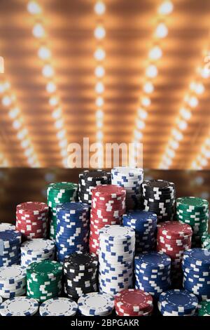 Classic Casino, Poker Chips Hintergrund Stockfoto