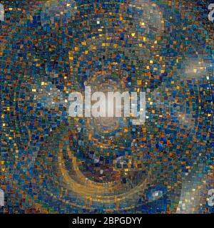 Abstrakte Muster. Kaleidoskopische Mosaik in lebendigen Farben. Blau ist eine Hauptfarbe Stockfoto