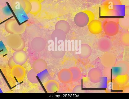 Zusammenfassung Hintergrund mit geometrischen Figuren in Rosa Gelb weichen Farben. 3D-Rendering Stockfoto