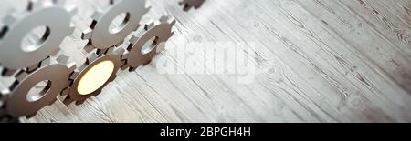 Zahnräder cyberspace Geschäftsideen Konzept. Panoramablick auf die 3D-Rendering Stockfoto