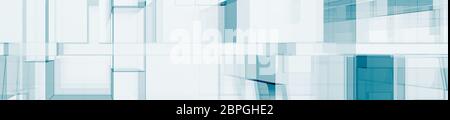 Abstrakt Blau Architektur panorama Hintergrund. 3D-Rendering Stockfoto