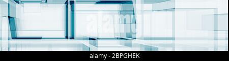 Abstrakt Blau Architektur panorama Hintergrund. 3D-Rendering Stockfoto