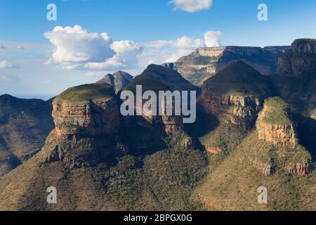 Die drei Rondavels Anzeigen von Blyde River Canyon, Südafrika. Berühmte Wahrzeichen. Afrikanische panorama Stockfoto