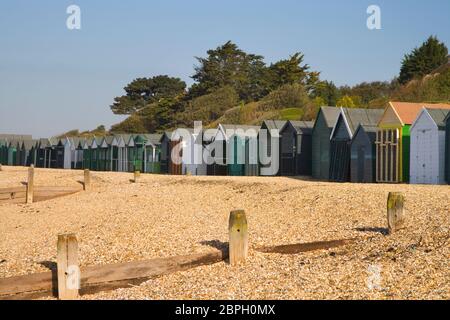 Strandhütten bei lee auf solent an der hampshire Küste Stockfoto