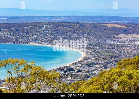 Murrays Lookout über Mornington Peninsula Stockfoto