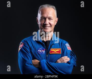 NASA-Astronaut Doug Hurley, hier am 7. November 2018 abgebildet, wird auf der Demo-2-Mission zur Internationalen Raumstation starten. SpaceX und NASA haben im Mai 27 den Start der zweiten Demonstrationsmission von Crew Dragon (Demo-2) von Falcon 9 vom historischen Launch Complex 39A im Kennedy Space Center der NASA in Florida als Teil des NASA Commercial Crew Program vor sich. Die NASA-Astronauten Bob Behnken und Doug Hurley werden die ersten beiden NASA-Astronauten sein, die mit dem Dragon-Raumschiff zur Internationalen Raumstation fliegen, die seit dem Spac den menschlichen Raumflug in die Vereinigten Staaten zurückbringt Stockfoto