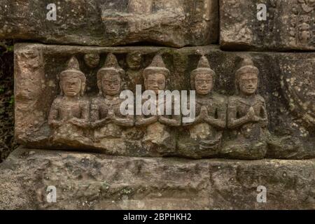 Ta Prohm Fries von fünf beten Zahlen Stockfoto