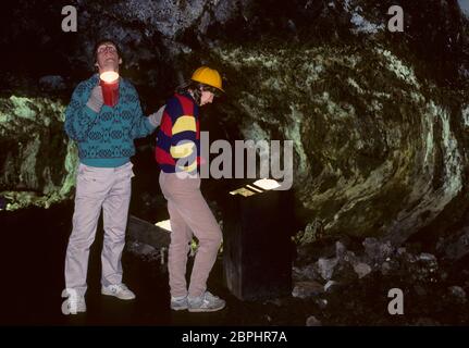 Mushpot Cave, Ausstellung zur Interpretation, Lava Beds National Monument, Kalifornien Stockfoto