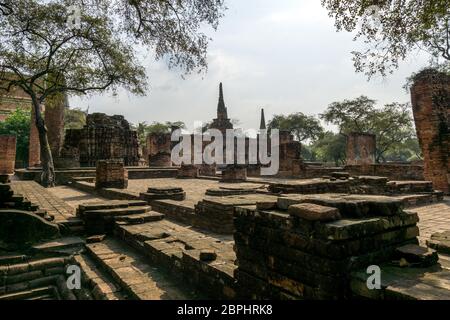 Wat Phra Si Sanphet Buddhistische Tempellandschaft in Ayutthaya, Thailand. Die Ansicht von drei Haupt-Chedis. Stockfoto