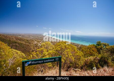 Murrays Lookout über Mornington Peninsula Stockfoto